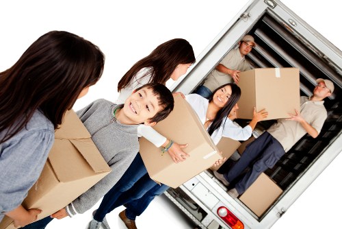Removal van and packed boxes for removals and storage in Kenley